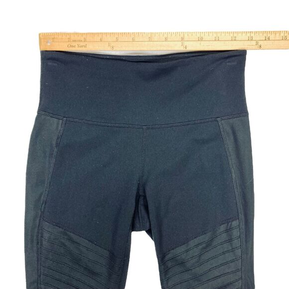 Athleta Leggings Women XS Black Powerful Gleam Hi Rise Mesh Moto Workout Stretch - Picture 8 of 13